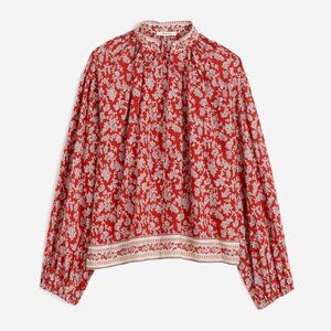 Madewell Shirred Popover Top in Paisley